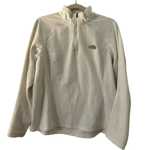 The North Face Quarter Zip Fleece Women's Size Large Cream Colored Hiking Warm - Picture 1 of 6